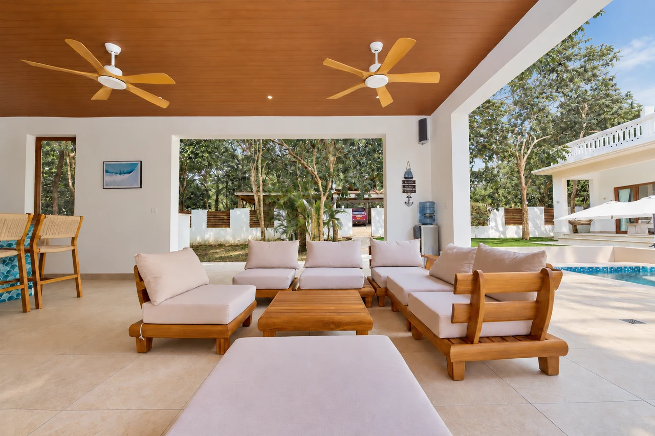 The open-air Pavilion lounge